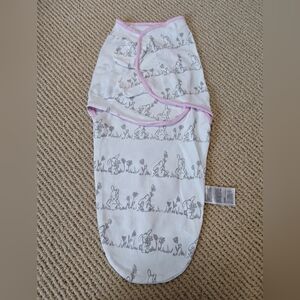 Baby Swaddle Sack with Bunny Print and Pink Trim